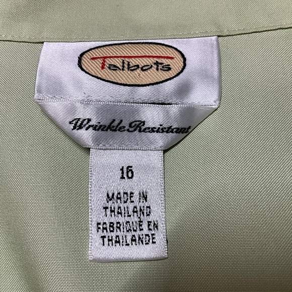 TALBOTS 100% Cotton Wrinkle Resistant Button Front Shirt Turn Back Cuffs Sz 16 - Picture 5 of 9